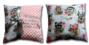 Подушка с метрической подарочной вышивкой Название детского душа сувенир