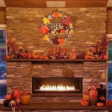 Осенние 12-дюймовые дверные венки, 3D деревянный знак тыквы для украшения