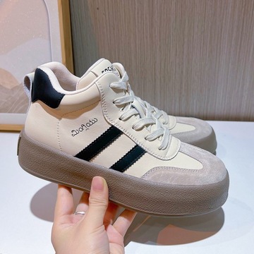 Nowe damskie buty sportowe na platformie Białe buty Retro Casual Shoes