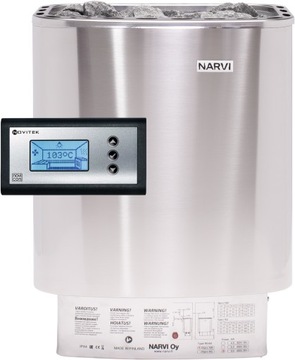 Piec do sauny Narvi NME 9 kW sterownik kamienie STAL SZCZOTKOWANA