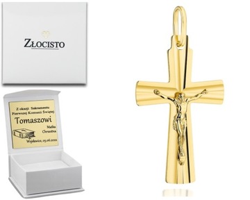 ZŁOTY KRZYŻYK ZDOBIONY DIAMENTOWANIEM Z JEZUSEM