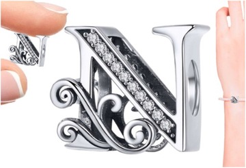 Zawieszka Charms Litera N Srebro 925