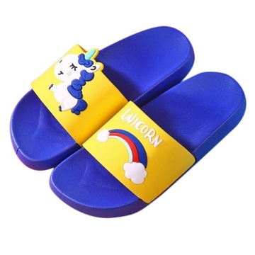 Детские радужные тапочки для мальчиков и девочек, мягкие и удобные, для родителей и детей, синие26-27