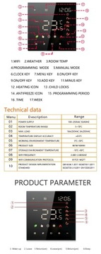 КОМНАТНЫЙ ЦИФРОВОЙ СВЕТОДИОДНЫЙ РЕГУЛЯТОР WIFI 16А TUYA