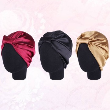 TURBANY Z SATYNOWEJ PODSZEWKI KOBIETA JEDWABNA CZAPKA BONNET KOBIETA CHEMOTERAPIA ŚPIĄCA