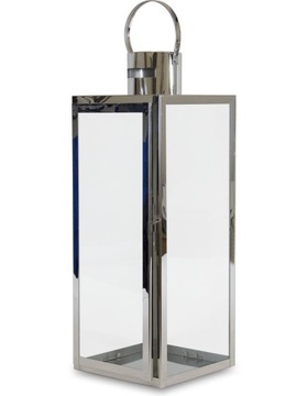 LATARNIA METALOWA SREBRNA LAMPION GLAMOUR DEKORACJ