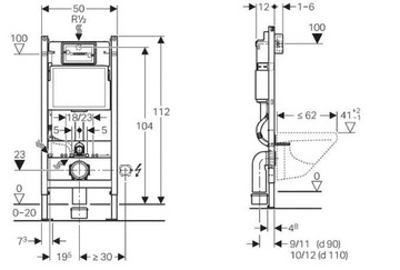 БЕТОННЫЙ КОМПЛЕКТ ДЛЯ УНИТАЗА GEBERIT + ПОДВЕСНАЯ ЧАША LAVITA БЕЗ ОПРАВЫ ХРОМИРОВАННАЯ КНОПКА