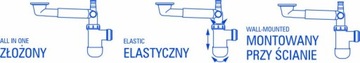 Телескопический сифон для умывальника Prevex Space Saver