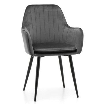 МЯГКИЙ, СТЕГАНЫЙ СТУЛ С ВЕЛЮРОВОЙ ПОДУШКОЙ ДЛЯ СТОЛОВОЙ ГОСТИНОЙ ЭМИЛИЯ