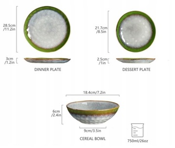 Зеленый обеденный сервиз Vancasso STARRY, керамика, 24 предмета/8 персон