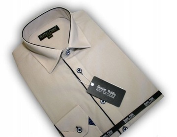 Mr4 Рубашка мужская LONG BEIGE SMOOTH slim 41/42