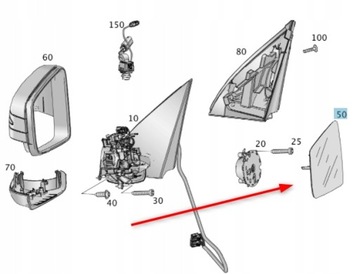 VLOŽKA ZRCÁTKO LEVÝ MERCEDES ML R GLE A1668100719