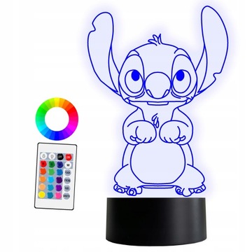 XL Lampka LED 3D 16 kolorów Lilo i Stich + Pilot