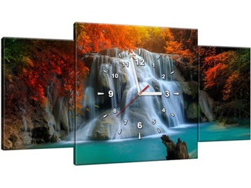 Obraz z Zegarem 80x40 Wodospad Do Sypialni Salonu