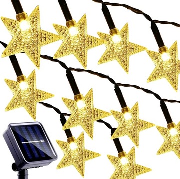 GIRLANDA solarna ogrodowa GWIAZDY LAMPKI 40L 5,8M