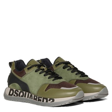 DSQUARED2 Zielone sneakersy z logo na podeszwie 46