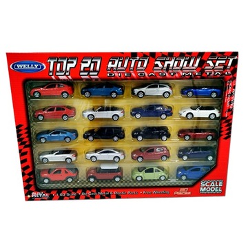 WELLY: Top 20 auto show set - zestaw 20 modeli metalowych 1:60 BIG BOX