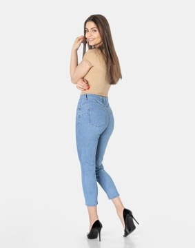 Jasne Jeansy Rurki Spodnie Damskie Strecz 2149 W52