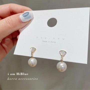 Fan-shaped Pearl Clip Earrings No Hole Ear Clips Geometric Pearl Clip on Ea