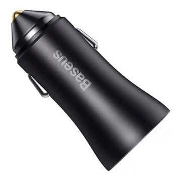 Baseus Szybka Ładowarka Samochodowa Mocna 60W LED USB + USB-C Quick Charge