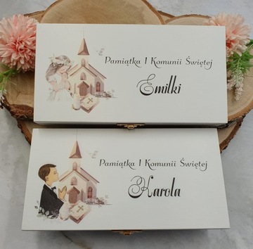 Сувенир ко Святому Причастию - ПОДАРОК ​​Белая коробочка. Набор четок и ангела