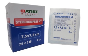 Kompresy włókninowe jałowe 7,5x7,5 cm box 25x2 szt