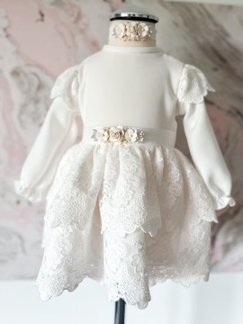 Комплект из повязки и пояса к крестильному платью. Крестильная повязка для девочки.