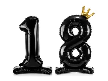 Balon foliowy PartyDeco cyfra 18 84 cm czarny