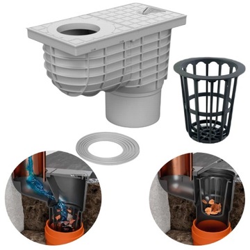 ДИСПЛЕЙ ДЛЯ ЖЕЛОБА ОЧИСТИТЕЛЬ ЖЕЛОБОВ Серый DRAIN Универсальный 125 мм с корзиной