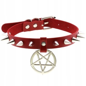 choker z kolcami pentagram kolce naszyjnik v1