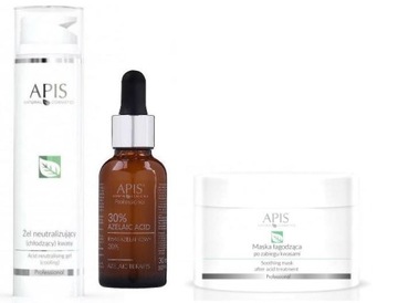 APIS KWAS AZELAINOWY 30%+ŻEL CHŁODZĄCY+MASKA 200ML