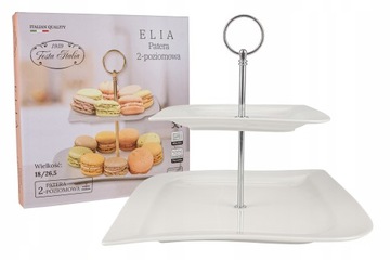 PORCELANOWA PATERA 2-POZIOMOWA SREBRNA Elia 26,5 cm