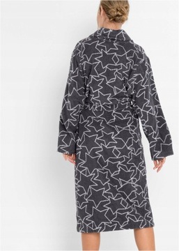 38 Bonprix WW ЖЕНСКИЙ СЕРЫЙ ХАЛАТ С УЗОРОМ НА ЗАВЯЗКАХ