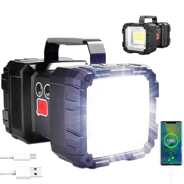 MOCNA LATARKA LED AKUMULATOROWA DWUSTRONNA POWERBANK SZPERACZ reflektor USB