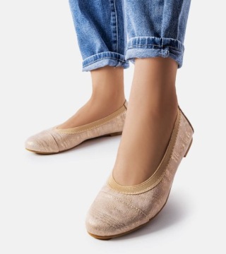 Beżowe balerinki metaliczne GD-FL805 38