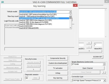 ИНТЕРФЕЙС OBD2 VAG K+CAN 1.4 COMMANDER ДЛЯ AUDI VW