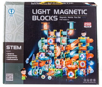 KLOCKI MAGNETYCZNE świecący tor 292 el.