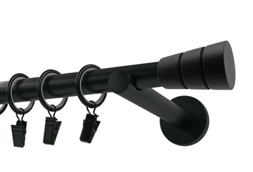 Karnisz pojedynczy METALOWY 19mm CZARNY MAT 280cm WALEC BASIC