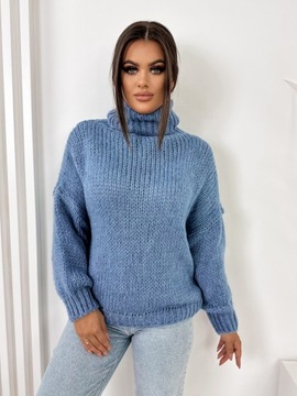 Golf sweter damski ciepły przyjemny wygodny kolory SWETER DEMERS NIEBIESKI