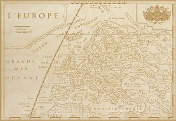 DREWNIANY OBRAZ MAPA retro EUROPA