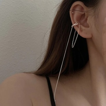 1 шт. серьги-манжеты с перекрестной цепочкой для женщин, длинные кисточки, стразы, пирсинг