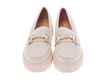 Бежевые замшевые лоферы, размер 38.