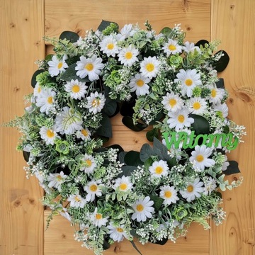 Весенний дверной венок DAISY цветочный 40 см ДОБРО ПОЖАЛОВАТЬ