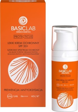 BasicLab Lekki Krem z filtrem SPF50+ do opalania, Przeciwsłoneczny 50 ml