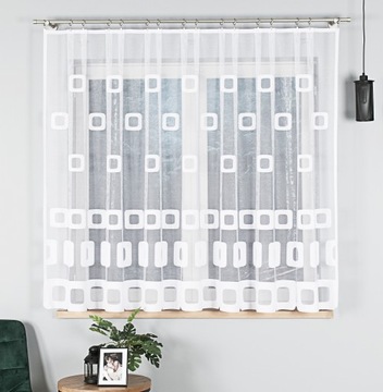 ГОТОВАЯ БЕЛАЯ ЖАККАРДОВАЯ ШТОРА БЕЗ ГЛАЖКИ ДЛЯ КУХНИ 300х160 ЛЯГУШКА