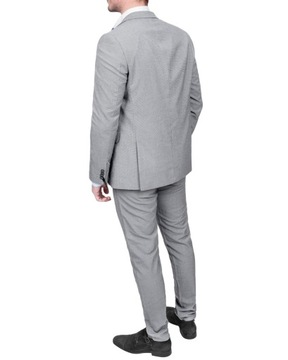 Garnitur Męski Elegancki Slim Fit w Pepitkę – Biało-Czarny - 50