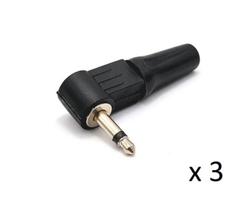 Wtyk Jack 3,5 mono kątowy odgiętka guma x 3szt