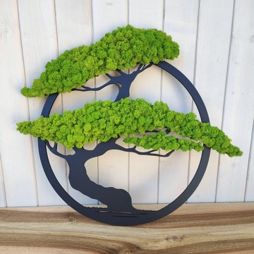 Бонсай со мхом Дерево из мха 56 см НА ПРОЧНОЙ ПЛИТЕ