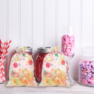 XMAS ORGANZA TORBA ŚCIĄGANA SZNURKIEM TORBY ŚWIĄTECZNE PREZENT