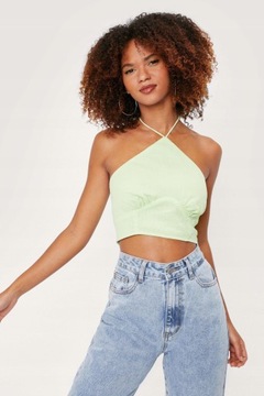 Nasty Gal wqq WIĄZANY TOP CROP ZIELONY S